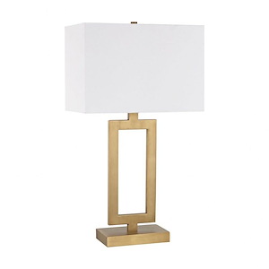 Antique Brass Table Lamp Made Of Metal With A Pure White Faux Silk Shade With A 3-Way Switch