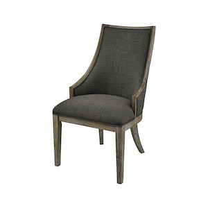 Transitional Style Birch Wood and Foam and Linen Fabric Side Chair in reclaimed Brown and Grey 22 W x 39.25 H x 26.25 D