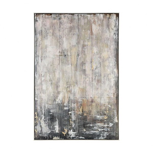 Framed Oversized Gray and Black Abstract Acrylic Painting on Canvas for Contemporary Modern Living Room - 75 Inches High X 48 Inches Wide
