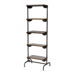 Heathcote Acre-Transitional Style w/ ModernFarmhouse inspirations-Iron and MDF Bookcase-62 Inches tall 23 Inches wide