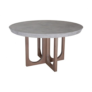 Coastal Indoor Light-Weight Waxed Concrete Top Round Dining Table with Wooden Cross Legs 54 inches W x 31 inches H