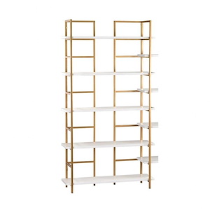 Contemporary Reconfigurable Shelving Unit with Built-in Hinges in Gold with Optional Extension Towers 35 W x 72 H x 13 D