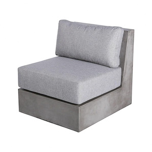 Minimalist Set of 2 Outdoor Cushion in Grey Finish made of Outdoor Fabric Moisture-Sealed Foam 24 inches W x 28 inches H