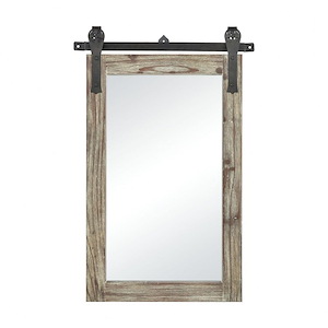 Modern Farmhouse Rectangular Wall-Decor Mirror in Grey Oak Finish with Solid Wood Frame 24 inches W x 36 inches H
