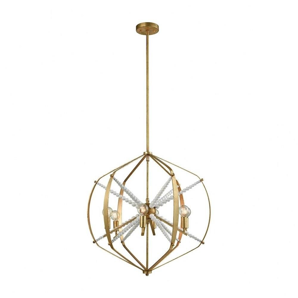 Bailey Street Home 2499-BEL-3334133 Antique Gold Leaf Finish Chandelier - 6-Light Luxe-Glam Style Chandelier Made Of Metal - 24X24 Inches Ceiling Light