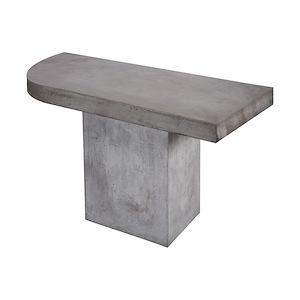 Hand-Crafted Concrete Outdoor Left Side Bar in Polished Concrete Finish with Block Base 55 inches W x 36 inches H