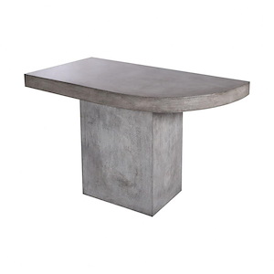 Hand-Crafted Concrete Outdoor Right Side Bar in Polished Concrete Finish with Block Base 55 inches W x 36 inches H