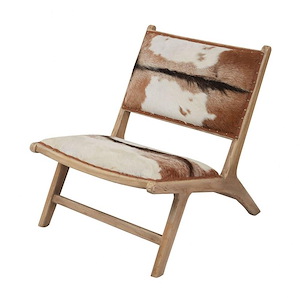 Organic Modern Hair on Leather Lounger Ranch Style Chair with Natural Hide Finish 33.5 W x 30 H x 25.5 D