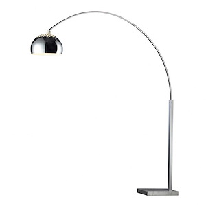 Arched Floor Lamp Silver/White Finish with Chrome Metal Shade