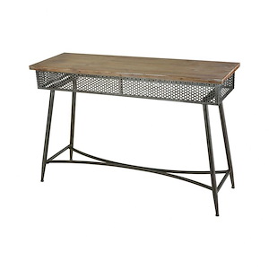 Vintage-Industrial Style Console Table with Fir Wood and Metal Construction with  Metal Bracers 47 W x 32 H x 16 D