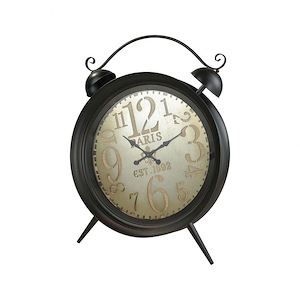 Modern Farmhouse Style Round Tabletop Clock in Dark Rust Pewter with Numerical Numbering 36 inches W x 49 inches H