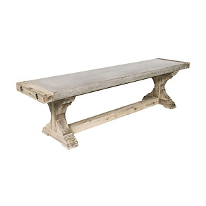 Modern Farmhouse Inspirations Acacia Wood and Concrete Dining Bench in Brushed Atlantic and  Polished Concrete 79 W x 18 H x 16 D