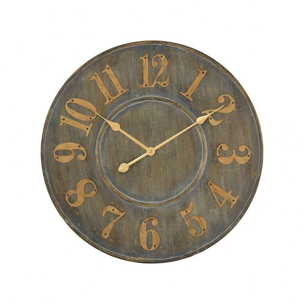 Bailey Street Home 2499-BEL-3334567 Industrial Wood and Metal Round Wall Clock in Govern Grey Colors with Numerical Numbering 23.62 inches W x 23.62 inches H