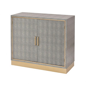 Shorley Lane-Modern/Contemporary Style w/ Luxe/Glam inspirations-Faux Shagreen and Metal Cabinet-32 Inches tall 35 Inches wide