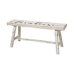 Modern Farmhouse inspirations Rectangular Wood Bench in Aged White Finish with Rustic Accents 38 W x 17 H x 10 D