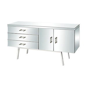 Modern Stainless steel Dresser Chest with 3 Drawers and Soft-Close Mechanism fixed shelf behind doors 60 inches W x 31 inches H