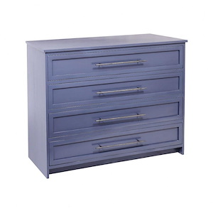 4-Drawer Transitional Dresser with Coastal/Beach Inspirations in Navy Finish Mahogany and Veneer 19 L x 45 W x 26 H