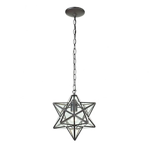 One Light Star Pendant with Geometric Style with Clear Glass