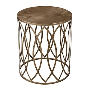 Modern Farmhouse Metal Round Side Table in Champagne Antique and Gold with open Frame Base 17 inches W x 20 inches H - 892161