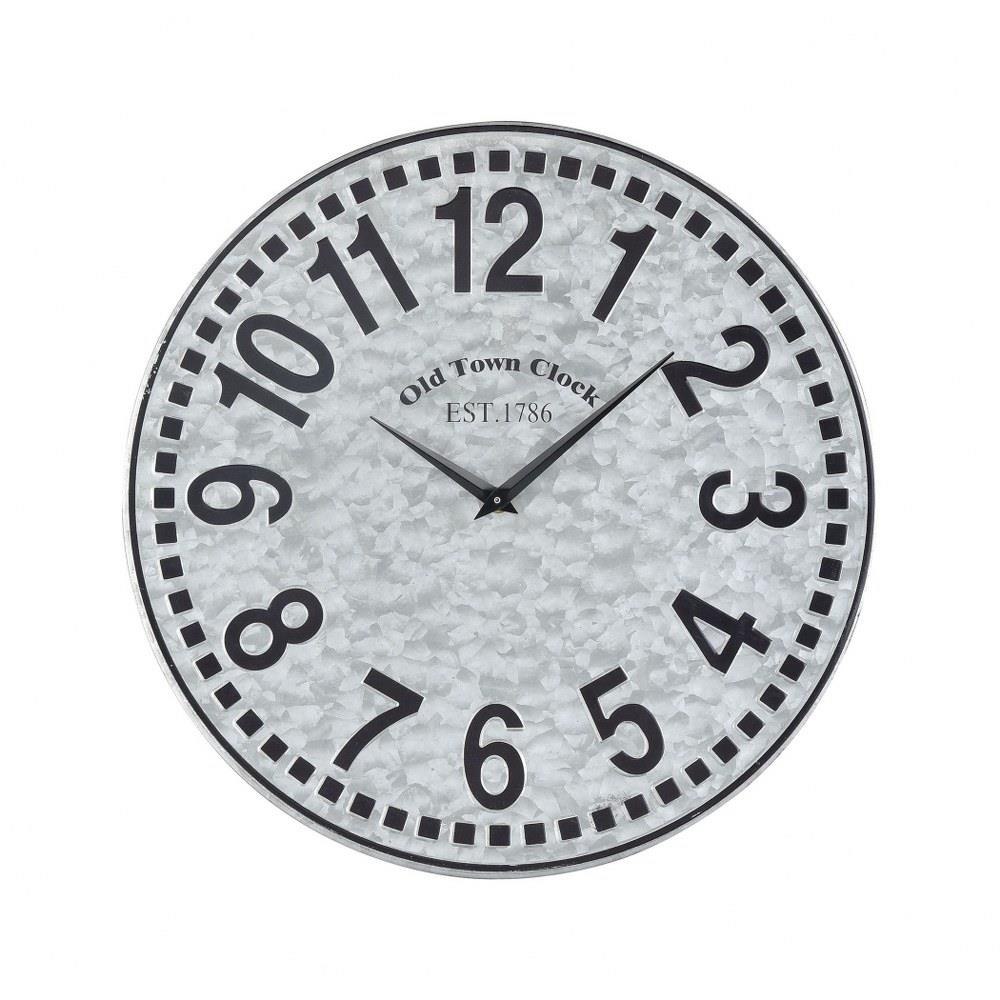 Bailey Street Home 2499-BEL-3335336 Old Town Clock Est 1786 With Numerical Numbering Round Wall Clock in Galvanized Steel Colors Material Metal - 15.76-inches