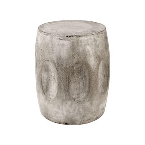 Modern Farmhouse Outdoor Concrete Cement Accent Table in Wax Finish with Drum Style Base 15.75 inches W and 17.75 inches H