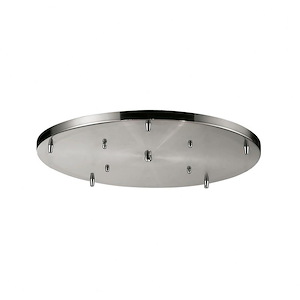 Art Deco 5-Light Round Metal Pan Flush Mount in Satin Nickel Finish with Protruding Mounting 2 Inches Diameter - 935314