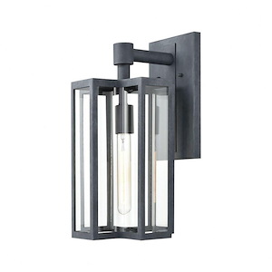 Outdoor Rectangular One Light Wall Sconce with Exposed Bulb - Transitional Porch Light