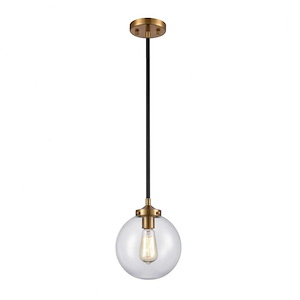 One Light Mini Pendant with Clear Round Glass Globes - Mid Century Modern Design - 932934