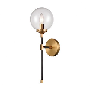 One Light Wall Sconce with Round Clear Glass Globe and Exposed Bulb - 932932