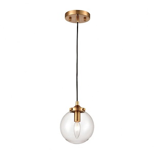 Mid-Century Modern Design - One Light Mini Pendant with Clear Glass Round Globe - 932935