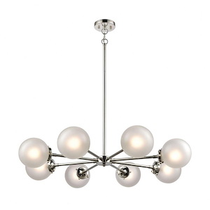 Mid Century Modern Contemporary Eight Light Chandelier in Polished Nickel Finish - 1245109