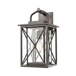 Criss Cross Lines Porch Light - One Light Rectangular Outdoor Wall Sconce with Exposed Bulb