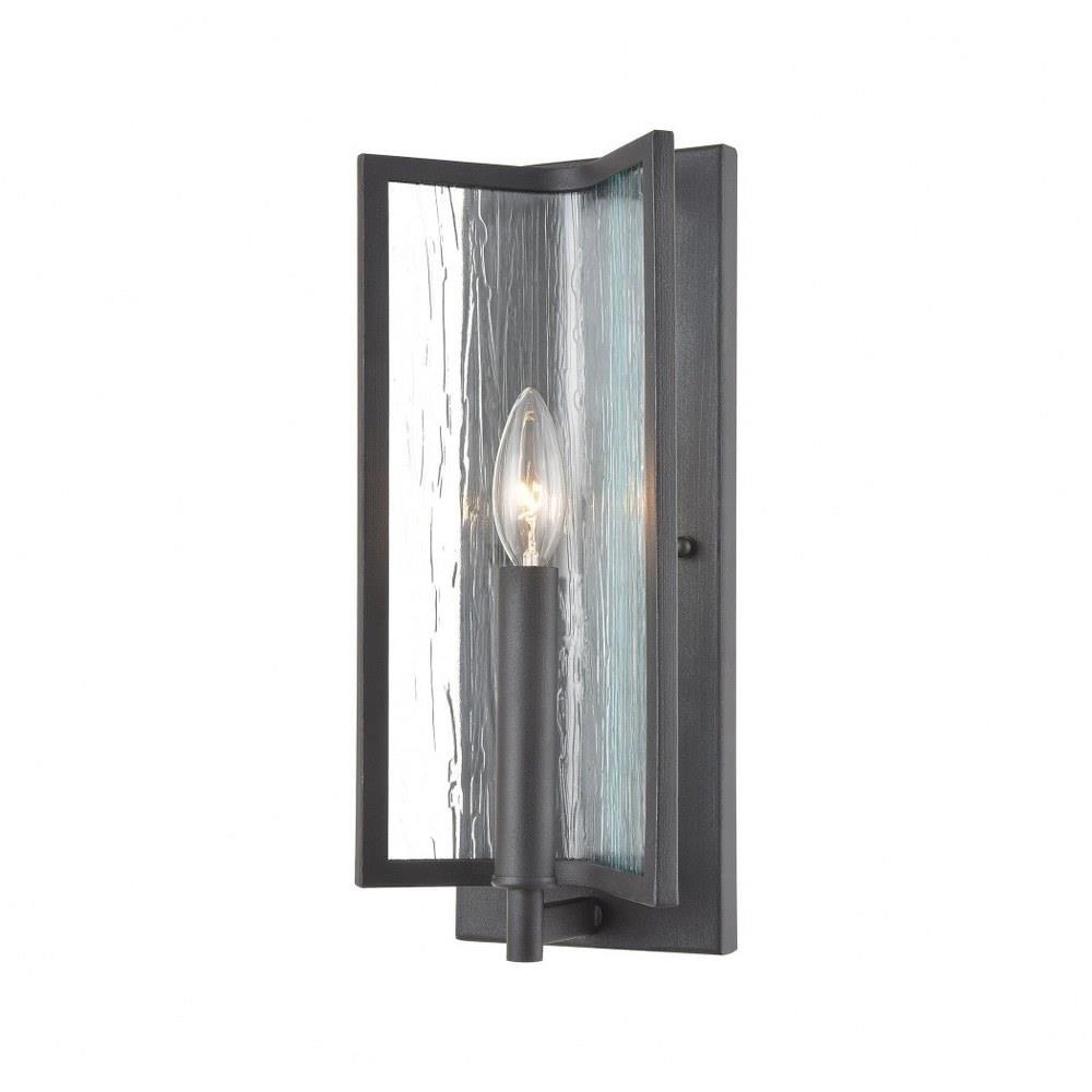 Bailey Street Home 2499-BEL-3353646 Rectangle Glass Panels With Candelabra Wall Sconce In Charcoal Finish With Textured Clear Glass - 6X14 Inches - Rectangle Candle Style Wall Light