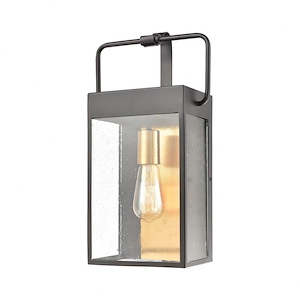Exposed Bulb 17 Inch One Light Rectangular Outdoor Wall Lantern - Contemporary Outdoor Wall Light