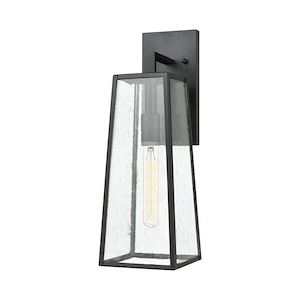 Exposed Bulb Bell Shaped One Light Outdoor Wall Sconce - Rectangular Porch Light with Clean Lines