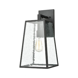 One Light Outdoor Wall Sconce with Exposed Bulb - Cone Shaped Porch Light