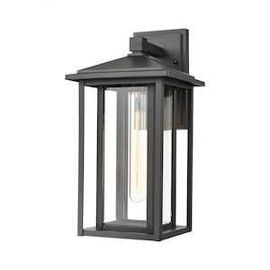 Rectangular Porch Light with Cube Design - 15 Inch One Light Outdoor Wall Lantern with Mission Style