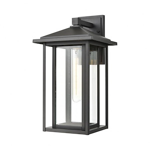Outdoor Rectangular One Light Wall Sconce with Vertical Lines - Exposed Bulb Porch Light