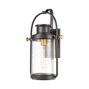 Cylinder One Light Outdoor Wall Sconce - Exposed Bulb Transitional Porch Light - 933193