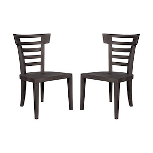 Classic Wood Chair Made Of Teak In Antique Smoke Finish - 37.5 Inch Outdoor Patio Morning Chair (Set of 2)