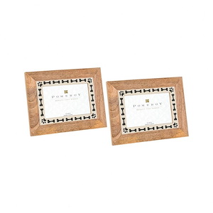 Wooden Frame with Paws and Dog Bones Decorative Picture Frame Set of 2 made of Glass/Resin/Wood Size-9 inches in Natural/White/Black Color-Photo