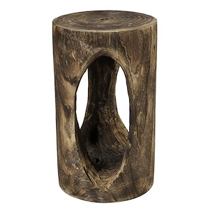 Hollowed Round Tree Trunk Wood Stool Made Of Paulownia Wood In Natural Finish - 19.75-Inch Stools Seating