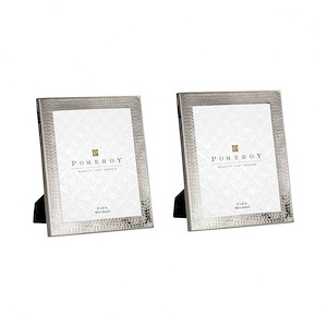 Silver Hammered Picture Frame Set of 2 made of Glass/MDF/Steel Size-12.25 inches in Silver Color-Photo