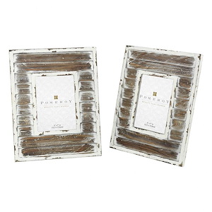 Weathered Whitewashed Wood Picture Frame Set of 2 made of Iron/Wood Size-13 inches in Weathered White/Natural Color-Photo