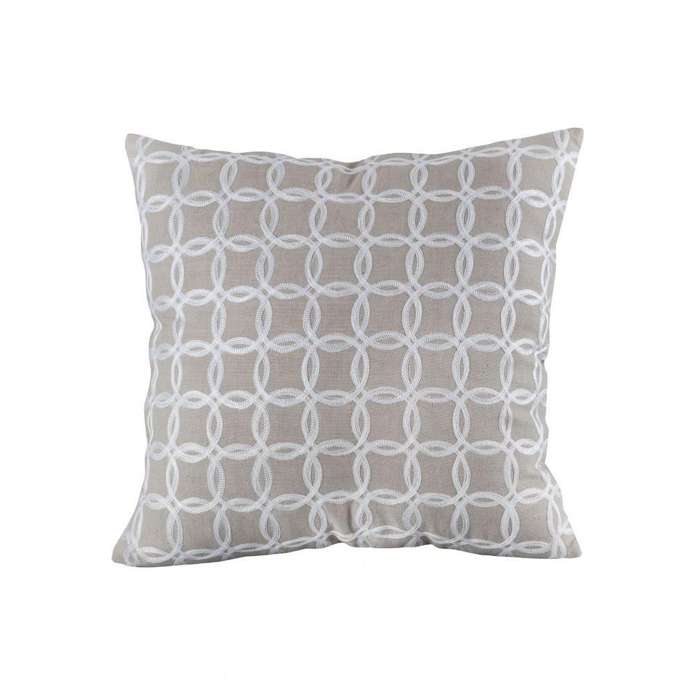 Bailey Street Home 2499-BEL-3379636 Grey and Cream Interlocking Style Rings Pillow Cover 20x20-inch Pillow Cover Only Chateau Grey/Crema Colors