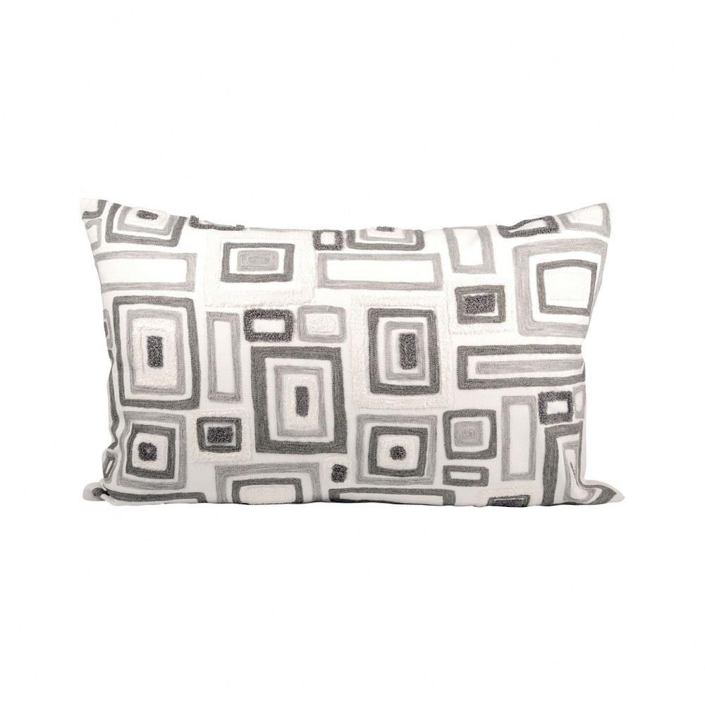 Bailey Street Home 2499-BEL-3379725 White and Grey Geometric Style Lumbar Pillow Cover 16x26-inch Lumbar Pillow Cover Only Chateau Grey/Crema Colors