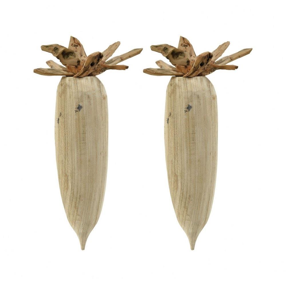 Bailey Street Home 2499-BEL-3379838 Wooden Sea Pod Decor Set of 2 made of Wood Size - 15 inches in Natural Color - Nature