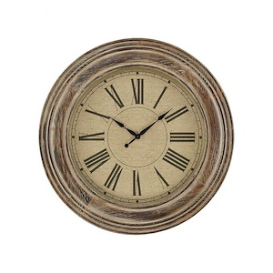 Traditional Framed With Roman Numeral Numbering Round Wall Clock in Brown Colors - 896346
