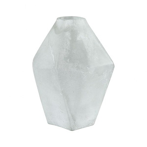 Medium Diamond Shaped Glass Vase Made Of Glass In Textured White Color-Cone Table Vase With Square/Rectangular Shape