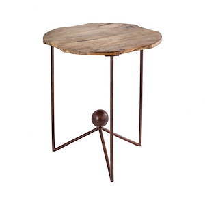 Free Form End/Side Table in Antique Palonia/Canyon Rustic finish with 3-Legs-Material Iron/Wood